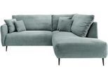 Ecksofa HOME AFFAIRE "Lazio modern und bequem, schmale Armlehnen, tolle Detailverarbeitung", blau (silber, zierkissen silber), B:255cm H:94cm T:190cm, 93% Polyester, 7% Polyamid, Sofas, Ecksofa, zwei verschiedene Fußfarben wählbar