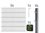 Doppelstabmattenzaun ALBERTS "Grundset", grau (anthrazit), H:100cm, Stahl, Zaunelemente, Doppelstabmattenzaun, Höhe: 80-200 cm, Gesamtlänge: 4-30 m, zum Einbetonieren