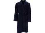 Herrenbademantel VOSSEN "Barron, ideal für Sauna & Spa, Hotelbademantel, Morgenmantel" Gr. S, blau (marine blau), L:120cm, Webvelours, Hausmäntel, Herrenbademantel, mit Schalkragen, Rautendesign