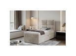Mid.you , Beige , Textil , H3 , 90x200 cm , Bettkasten, gepolstertes Kopfteil ,