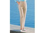 Schlupfhose CLASSIC BASICS, Damen, Gr. 24, Kurzgrößen, beige, 62% Polyester, 36% Viskose, 2% Elasthan, unifarben, lang, Hosen Schlupfhose