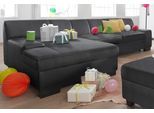 Ecksofa DOMO COLLECTION "Norma, elegant & modern, mit flachen Armlehnen, Breite 268cm, L-Form", schwarz, B:268cm H:74cm T:153cm, NaturLEDER in Sitz und Rücken. Korpus in passendem Kunstleder SOFTLUX bezogen;Struktur (90% Polyester, 10% Polyacryl);Mosel Struktur (100% Polyester);Kunstleder SOFTLUX;Microfaser-PRIMABELLE (100% Polyester), Sofas, Ecksofa, wahlweise mit Bettfunktion