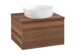 Villeroy und Boch Antao Waschtisch-Unterschrank L29112HM mit Beleuchtung mit Struktur, 60x36x50cm, Waschbeckenplattenfarbe warm walnut, warm walnut