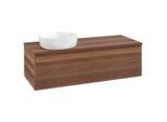 Villeroy und Boch Antao Waschtisch-Unterschrank L33112HM mit Beleuchtung mit Struktur, 120x36x50cm, Waschbeckenplattenfarbe warm walnut, warm walnut