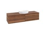 Villeroy und Boch Antao Waschtisch-Unterschrank L25012HM mit Beleuchtung, 160x36x50cm, Waschbeckenplattenfarbe warm walnut, warm walnut