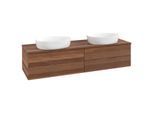 Villeroy und Boch Antao Waschtisch-Unterschrank L28112HM mit Beleuchtung mit Struktur, 160x36x50cm, Waschbeckenplattenfarbe warm walnut, warm walnut