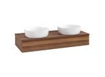 Villeroy und Boch Antao Waschtisch-Unterschrank L13012HM mit Beleuchtung, 120x19x50cm, Waschbeckenplattenfarbe warm walnut, warm walnut