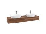 Villeroy und Boch Antao Waschtisch-Unterschrank L17152HM mit Beleuchtung mit Struktur, 160x19x50cm, Hahnlochbohrung, Waschbeckenplattenfarbe warm walnut, warm walnut