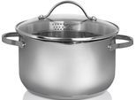 Kochtopf KRÜGER, silber (silberfarben), H:13,5cm Ø:24cm, Töpfe, Kochtopf, Induktion