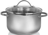 Kochtopf KRÜGER, silber (silberfarben), H:10cm Ø:16cm, Töpfe, Kochtopf, Induktion