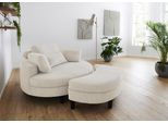 Loveseat "Ravi Sessel, B: 114 cm, Sitzhöhe: 42 cm", beige (creme, weiß), B:114cm H:83cm T:154cm, 100% PES, ATLANTIC HOME COLLECTION, Sessel, Loveseat, XXL- Sessel, mit Stauraumhocker, Rückenstütze & 4 Zierkissen, Topseller