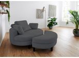 Loveseat "Ravi Sessel, B: 114 cm, Sitzhöhe: 42 cm", grau (anthrazit), B:114cm H:83cm T:154cm, 100% PES, ATLANTIC HOME COLLECTION, Sessel, Loveseat, XXL- Sessel, mit Stauraumhocker, Rückenstütze & 4 Zierkissen