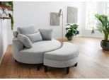 Loveseat "Ravi Sessel, B: 114 cm, Sitzhöhe: 42 cm", grau (hellgrau), B:114cm H:83cm T:154cm, 100% PES, ATLANTIC HOME COLLECTION, Sessel, Loveseat, XXL- Sessel, mit Stauraumhocker, Rückenstütze & 4 Zierkissen