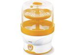 Dampfsterilisator BEURER "BY 76 zur Beseitigung von Haushaltsbakterien", gelb (weiß, gelb), Sterilisatoren, Baby, Kunststoff, Dampfsterilisator, Desinfiziert 6 Fläschchen und Zubehör in 7 Minuten