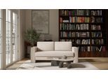 BRUNO Schlafsofa 160cm in Creme Ecru Beige | Kubus | stabiles Massivholz & Boxspringkomfort