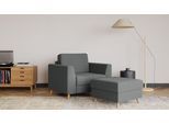 BRUNO Schlafsessel 70cm in Dunkelgrau | praktische Größe | stabiles Massivholz & Boxspringkomfort