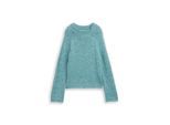 TOM TAILOR Damen Loose Fit Strickpullover mit Wollanteil, blau, Meliert, Gr. M