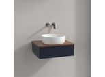 Villeroy und Boch Antao Waschtisch-Unterschrank K07112HG 60x19x50cm, Waschbeckenplattenfarbe warm walnut, midnight blue matt lacquer