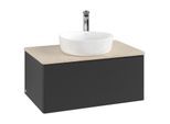Villeroy und Boch Antao Waschtisch-Unterschrank K30153PD 80x36x50cm, Hahnloch, Waschbeckenplattenfarbe botticino, black matt lacquer