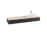Villeroy und Boch Antao Waschtisch-Unterschrank K16153PD 160x19x50cm, Hahnlochbohrung, Waschbeckenplattenfarbe botticino, black matt lacquer