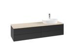 Villeroy und Boch Antao Waschtisch-Unterschrank K27053PD 160x36x50cm, Hahnloch, Waschbeckenplattenfarbe botticino, black matt lacquer