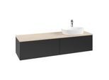 Villeroy und Boch Antao Waschtisch-Unterschrank K38053PD 160x36x50cm, Hahnlochbohrung, Waschbeckenplattenfarbe botticino, black matt lacquer