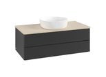 Villeroy und Boch Antao Waschtisch-Unterschrank K20113PD 100x36x50cm, Waschbeckenplattenfarbe botticino, black matt lacquer