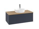 Villeroy und Boch Antao Waschtisch-Unterschrank K31151HG 100x36x50cm, Hahnloch, Waschbeckenplattenfarbe honey oak, midnight blue matt lacquer