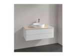 Villeroy und Boch Antao Waschtisch-Unterschrank K20053GF 100x36x50cm, Hahnloch, Waschbeckenplattenfarbe botticino, glossy white lacquer