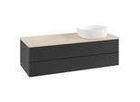 Villeroy und Boch Antao Waschtisch-Unterschrank K23113PD 120x36x50cm, Waschbeckenplattenfarbe botticino, black matt lacquer