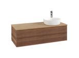 Villeroy und Boch Antao Waschtisch-Unterschrank K23151HM 120x36x50cm, Hahnloch, Waschbeckenplattenfarbe honey oak, warm walnut