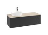 Villeroy und Boch Antao Waschtisch-Unterschrank K33153PD 120x36x50cm, Hahnloch, Waschbeckenplattenfarbe botticino, black matt lacquer