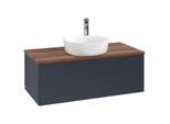 Villeroy und Boch Antao Waschtisch-Unterschrank K31052HG 100x36x50cm, Hahnloch, Waschbeckenplattenfarbe warm walnut, midnight blue matt lacquer