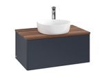 Villeroy und Boch Antao Waschtisch-Unterschrank K30052HG 80x36x50cm, Hahnloch, Waschbeckenplattenfarbe warm walnut, midnight blue matt lacquer