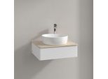 Villeroy und Boch Antao Waschtisch-Unterschrank K07153MT 60x19x50cm, Hahnloch, Waschbeckenplattenfarbe botticino, white matt lacquer