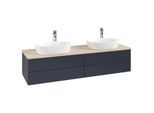 Villeroy und Boch Antao Waschtisch-Unterschrank K28053HG 160x36x50cm, Hahnloch, Waschbeckenplattenfarbe botticino, midnight blue matt lacquer