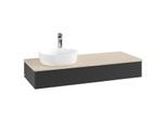 Villeroy und Boch Antao Waschtisch-Unterschrank K11153PD 120x19x50cm, Hahnloch, Waschbeckenplattenfarbe botticino, black matt lacquer
