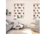 Seitenzugrollo LICHTBLICK ORIGINAL "Rollo Klemmfix, ohne Bohren, blickdicht, Jumbo Flowers on salmon - Rot", rot (rot, weiß), B:60cm H:150cm, Polyester, Rollos, Seitenzugrollo