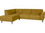 Ecksofa DOMO COLLECTION "Amora, bequem und zeitlos, L-Form", gelb, B:263cm H:81cm T:191cm, Sofas, Ecksofa, mit Federkern, Fußhöhe passend für gängige Saugroboter