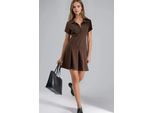 Crepe Mini Jurk met Knopen Sluiting en Polo Kraag
