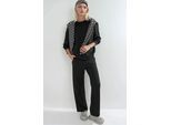 Modal Touch Trui met Ronde Hals & Wijde Pantalon Twee-Delige Set