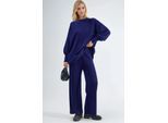 Oversized Pullover & Schlitzdetails-Hosen Strick-Koordinationsset