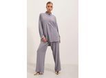 Strukturiertes Langarm-Hemd mit Knopfleiste und weiter Hose Set