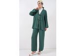V-hals cardigan en wijde broek set