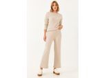 Rippstrukturiertes Crewneck-Pullover- und Hosen-Set