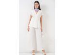 Gestructureerde V-hals Met Strikdetail Twee-delig Co-ord Set