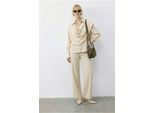 Sjaal Gedetailleerde Blouse en Hoge Taille Wijde Pantalon Twee-Delige Set
