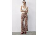Hochtaillierte Jeanshose mit Paisley-Print und geradem Bein