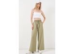 Hochtaillierte Weite Hose mit Tasche
