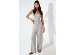 Strukturiertes Bandeau-Top & Hose Set aus zwei Teilen
